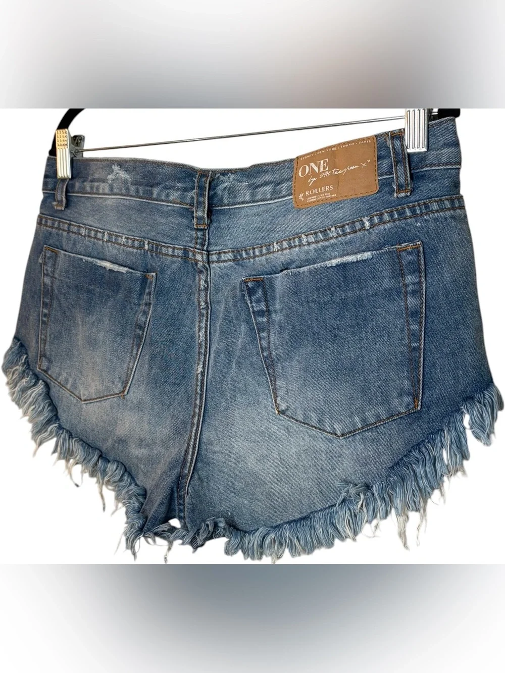 One Teaspoon Rollers Shred Cut-Off Denim Jean Shorts Sz 28 Distressed Button-Fly